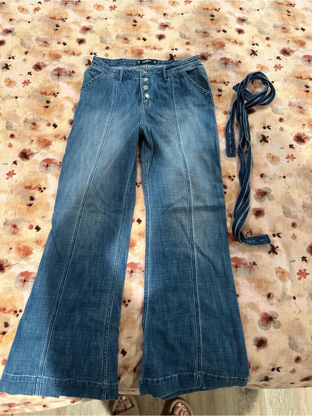 Hollister Medium Blue High-Rise Wide-Leg Overall size 11R